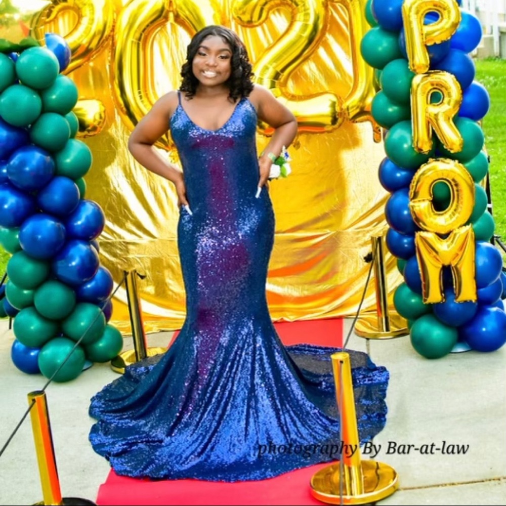 Sparky Navy Blue Floor Length Dress